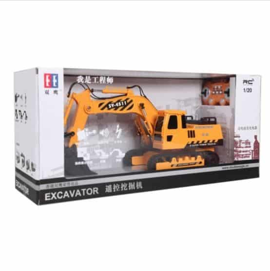 DOUBLE E Remote Control Excavator 3 In 1 1/16 660 Degree Rotation 3 Motors Headlights 17 Channels RC Excavator Toys Trucks For boys Radio Control Construction Vehicles With Sounds And Extra Gift 