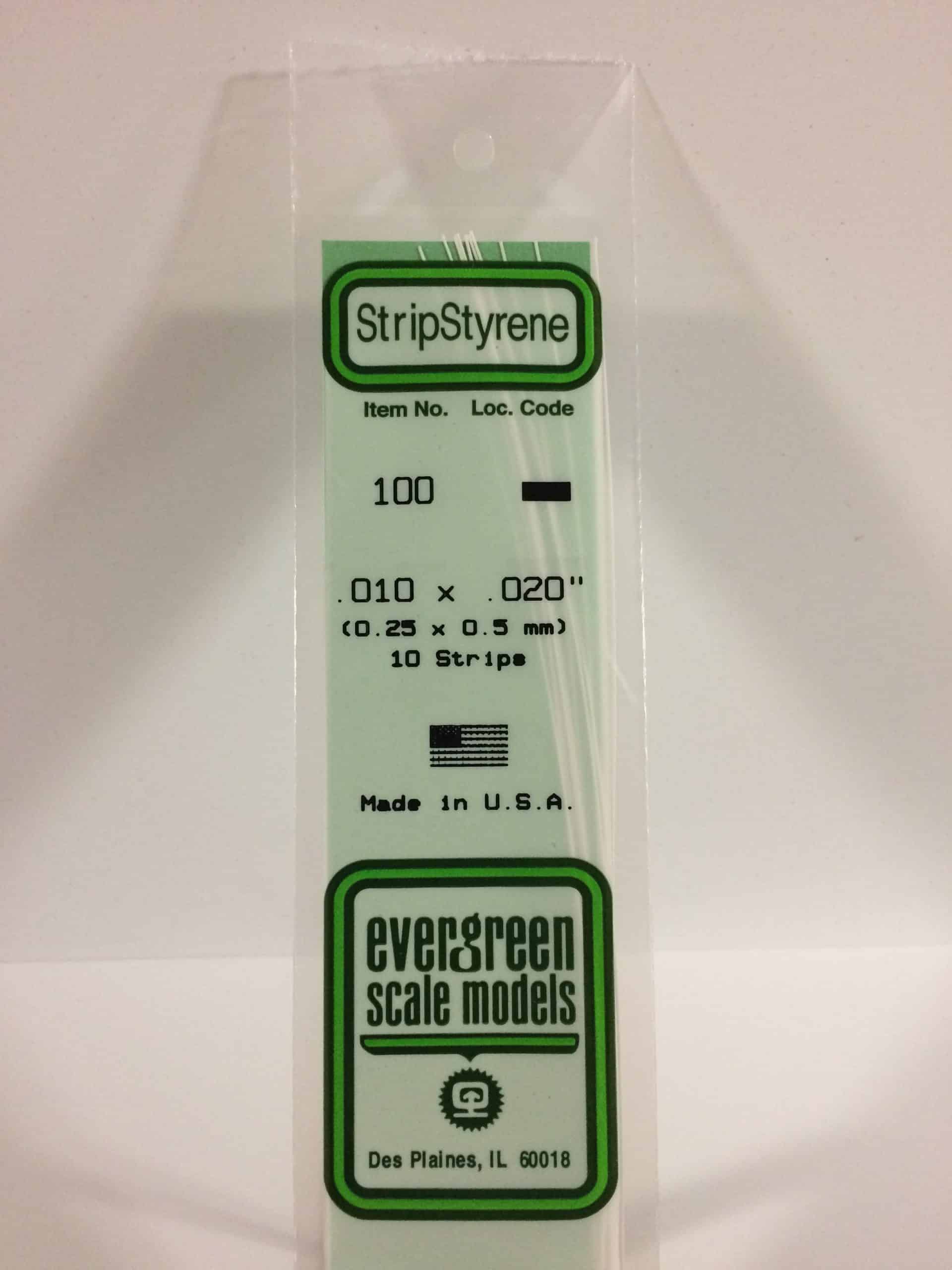 Evergreen Strip Styrene 149 10 x .040 x.250" Strips